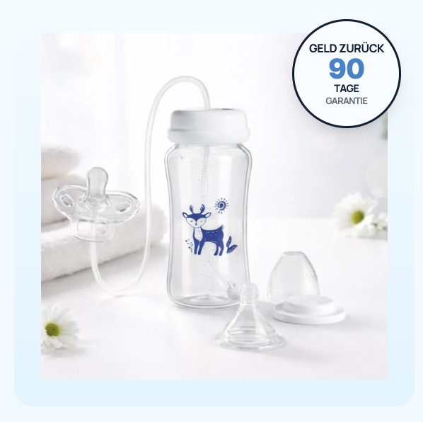 Nuvi Babyflasche Set mit weichem Trinkschlauch, Sauger, Verschlussring und Reinigungsbürste